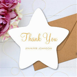 Pegatina En Forma De Estrella Gracias Personalizado Elegant Script Text Name