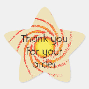 Pegatina En Forma De Estrella Gracias por tu pedido de sol amarillo anaranjado