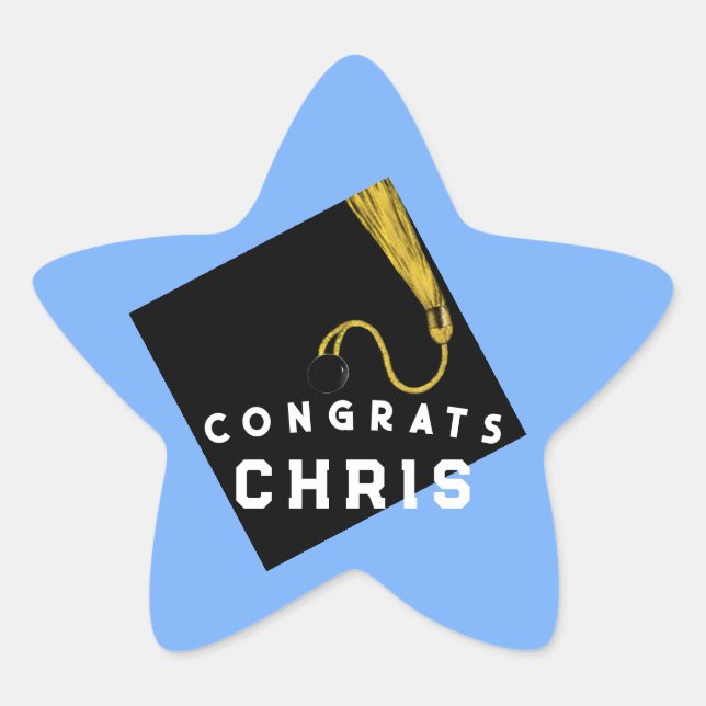 Pegatina En Forma De Estrella Graduación Azul Claro (Anverso)