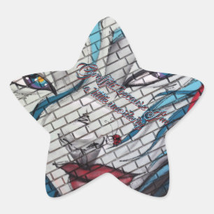 Pegatina En Forma De Estrella Graffiti Chica asiático