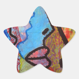 Pegatina En Forma De Estrella Grafiti abstracto colorido