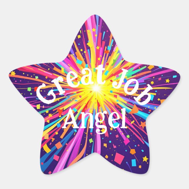 Pegatina En Forma De Estrella Gran trabajo colorido (Anverso)