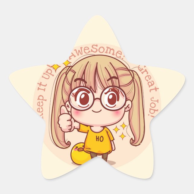 Pegatina En Forma De Estrella Gran trabajo Kawaii (Anverso)