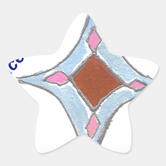 Pegatina En Forma De Estrella "Gratitude Peace Love Unite" Mandala Art Print (Anverso)