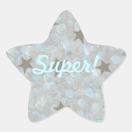 Pegatina En Forma De Estrella Gray Stars Blue Silver Bubbles Super Pegatinas