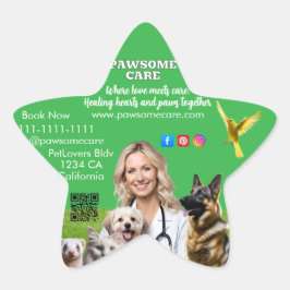 Pegatina En Forma De Estrella Green White Pet Store Sign Dogs, Cats, Birds Vet