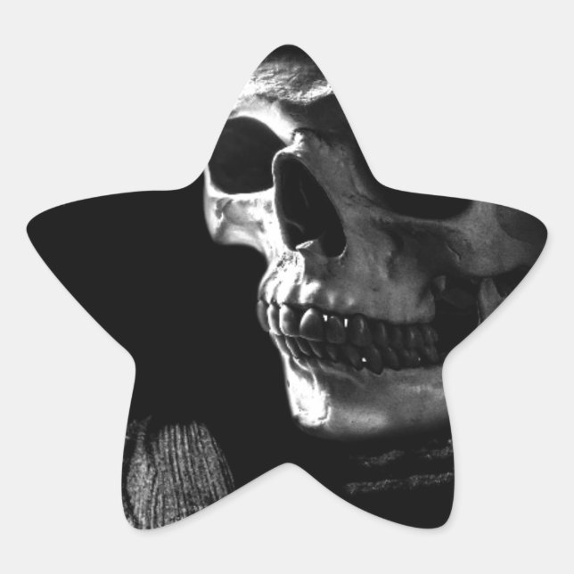 Pegatina En Forma De Estrella Grim Reaper Skull (Anverso)