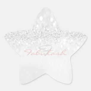 Pegatina En Forma De Estrella Gris brillante de la estrella del rosa del