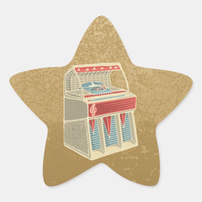 Pegatina En Forma De Estrella Grunge Jukebox (Anverso)
