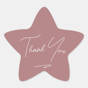 Pegatina En Forma De Estrella Guión manuscrito minimalista Gracias Rosa Dusty