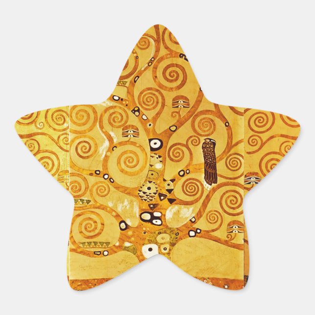 Pegatina En Forma De Estrella Gustav Klimt Tree of Life: Simbolista Art Nouveau (Anverso)