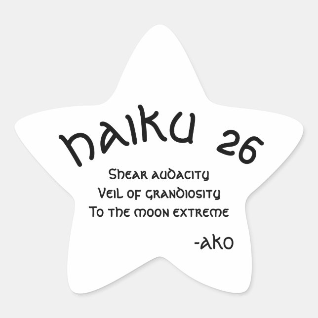 PEGATINA EN FORMA DE ESTRELLA HAIKU 26 (Anverso)