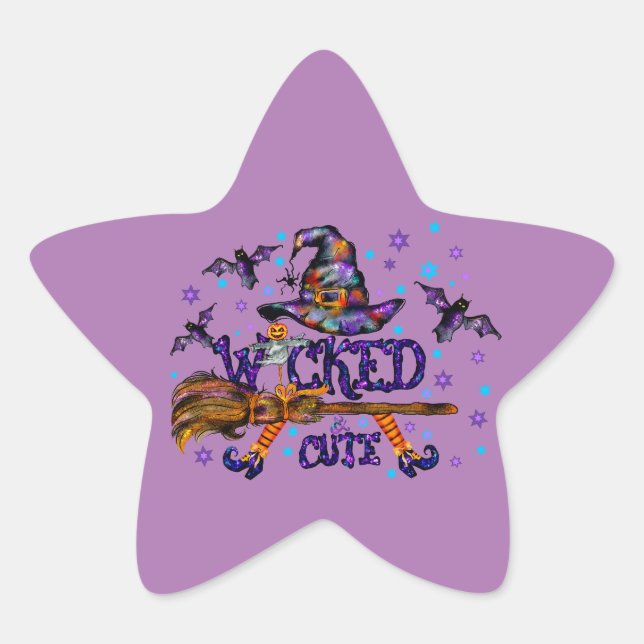 Pegatina En Forma De Estrella Halloween Curte Wicks Witch (Anverso)