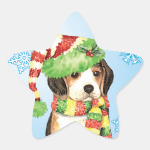 Pegatina En Forma De Estrella Happy Howliday Beagle