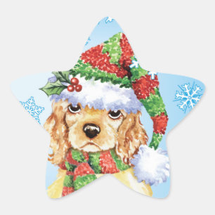 Pegatina En Forma De Estrella Happy Howliday Cocker Spaniel