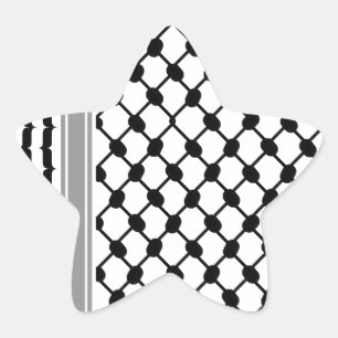 Pegatina En Forma De Estrella Hatta Keffiyeh Kufiya Folk Palestino (Patrón 2)