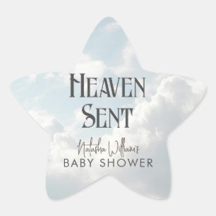 Pegatina En Forma De Estrella Heaven Sent Sky Blue Clouds Pegatina de Baby Showe