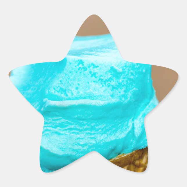 Pegatina En Forma De Estrella Helado con macro de gofre (Anverso)