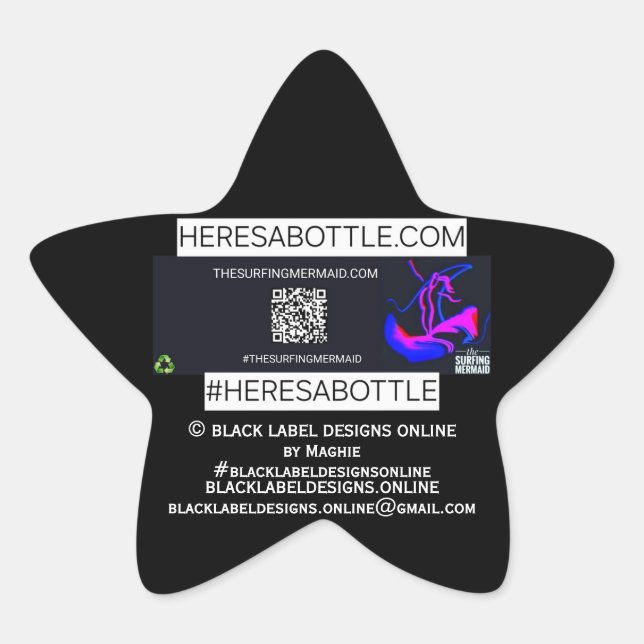 PEGATINA EN FORMA DE ESTRELLA ©️ HERESABOTTLE.COM #HERESABOTTLESWAG (Anverso)