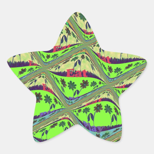 Pegatina En Forma De Estrella Hermosa Belleza Floral en Jardín Ecléctico (Anverso)