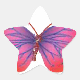 Pegatina En Forma De Estrella Hermosa mariposa rosa y morado