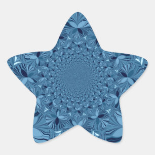 Pegatina En Forma De Estrella Hermoso Arte de Caleidoscopio Azul Iridescente Ado