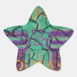 Pegatina En Forma De Estrella Hermoso barro rajado rústico cura el arte de texto