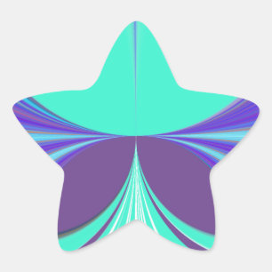 Pegatina En Forma De Estrella Hermoso diseño de patrones de motivos púrpura cian