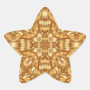 Pegatina En Forma De Estrella Hermoso patrón abstracto dorado
