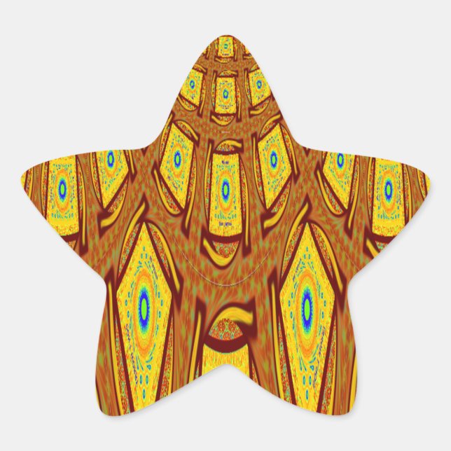 Pegatina En Forma De Estrella Hermoso vector de impresión tribal africana Golden (Anverso)