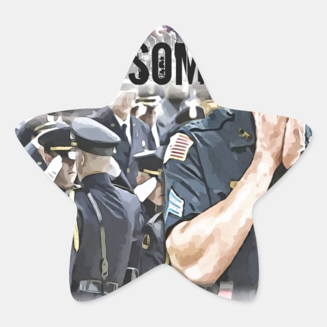 Pegatina En Forma De Estrella héroes de la policía (Anverso)