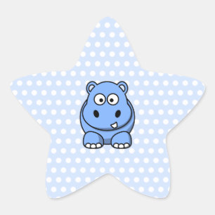 Pegatina En Forma De Estrella Hipopótamo Azul Adorable