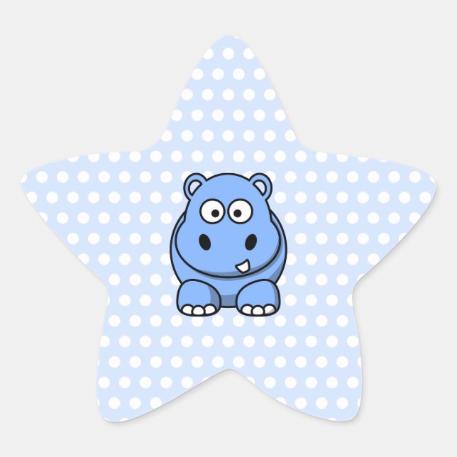 Pegatina En Forma De Estrella Hipopótamo Azul Adorable (Anverso)