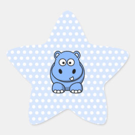 Pegatina En Forma De Estrella Hipopótamo Azul Adorable