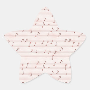 Pegatina En Forma De Estrella Hoja de notas musicales rosas