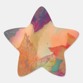Pegatina En Forma De Estrella Hojas de otoño a lo largo de la costa en Nueva Ing
