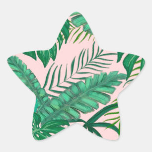 Pegatina En Forma De Estrella Hojas tropicales