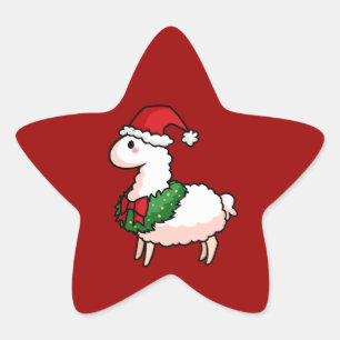 Pegatina En Forma De Estrella Holiday Llama Elf