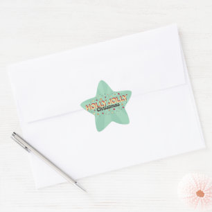Pegatina En Forma De Estrella Holly Jolly Navidades vintage 3d texto