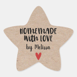 Pegatina En Forma De Estrella Homemade With Love Kraft Personalizado