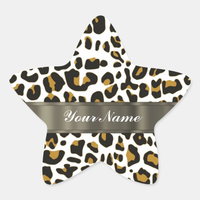 Pegatina En Forma De Estrella huella de leopardo (Anverso)