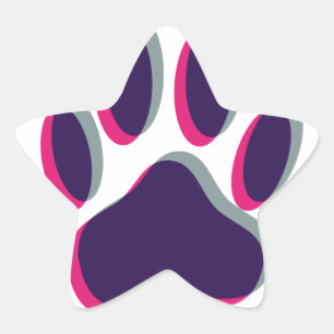 Pegatina En Forma De Estrella Huella de pata de perro fuera de foco