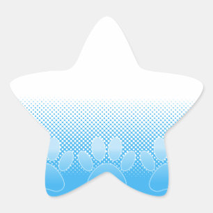 Pegatina En Forma De Estrella Huellas de patas azules y blancas con fondo de pap