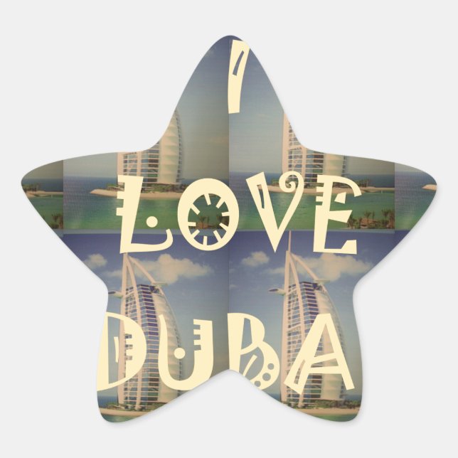 Pegatina En Forma De Estrella Icónica Dubai: "Amo Dubai" Diseño gráfico vectoria (Anverso)