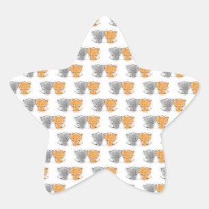 Pegatina En Forma De Estrella Ilustración de adorables gatitos esponjosos Arte d