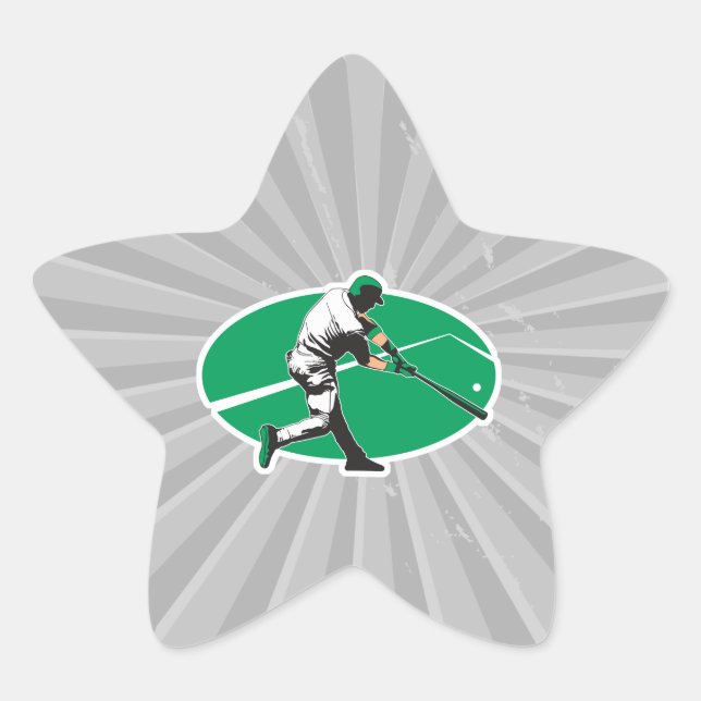 Pegatina En Forma De Estrella Ilustración vectorial de bateador de béisbol (Anverso)