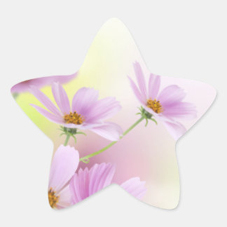 Pegatina En Forma De Estrella Imagen personalizada y acuarela de flor rosa