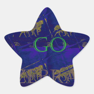 Pegatina En Forma De Estrella Impresión abstracta azul francés "Let's Go Zebra"