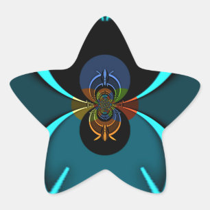 Pegatina En Forma De Estrella Impresión de arte abstracto de cian