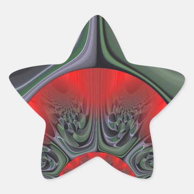 Pegatina En Forma De Estrella Impresión de arte de Aurora Roja (Anverso)